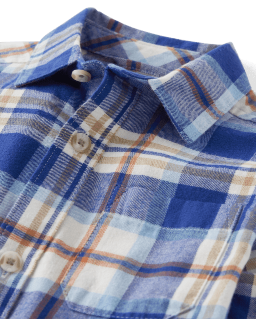Boys Matching Family Plaid Twill Button Up Shirt - view 2