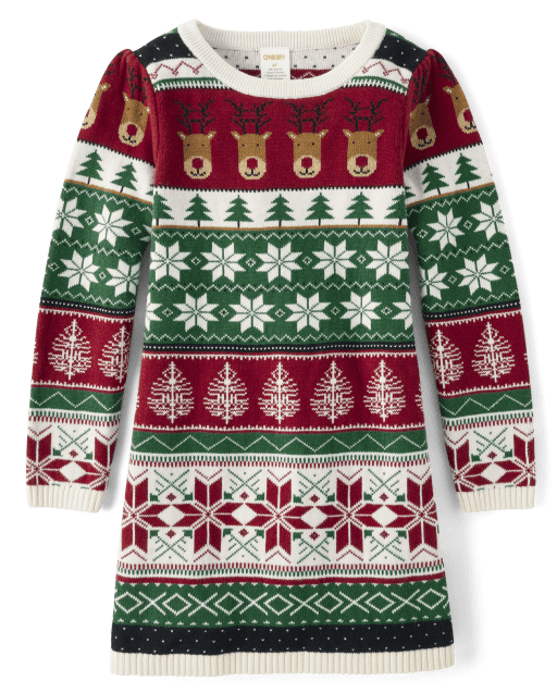 Robe pull intarsia Fair Isle pour fille - Chalet de Noël - lbl_product_image_view_2