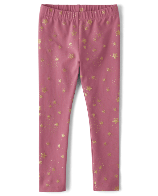 Girls Glitter Star Leggings - Sugar Plum Fairy