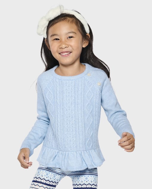 Girls Cable Knit Peplum Sweater - Mandy Moore for Gymboree