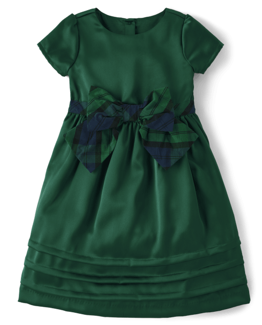 Girls Mommy And Me Plaid Bow Pintuck Dress - Nutcracker - view 2