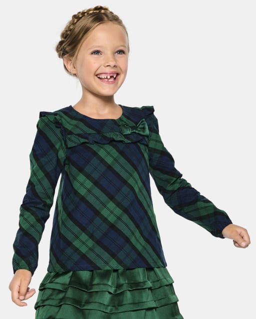 Girls Plaid Ruffle Top - Nutcracker