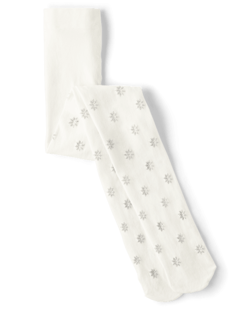 Girls Metallic Snowflake Tights - Silent Night - view 1