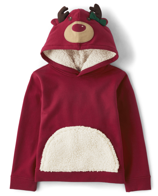Girls Reindeer Fleece Hoodie - Holiday Express