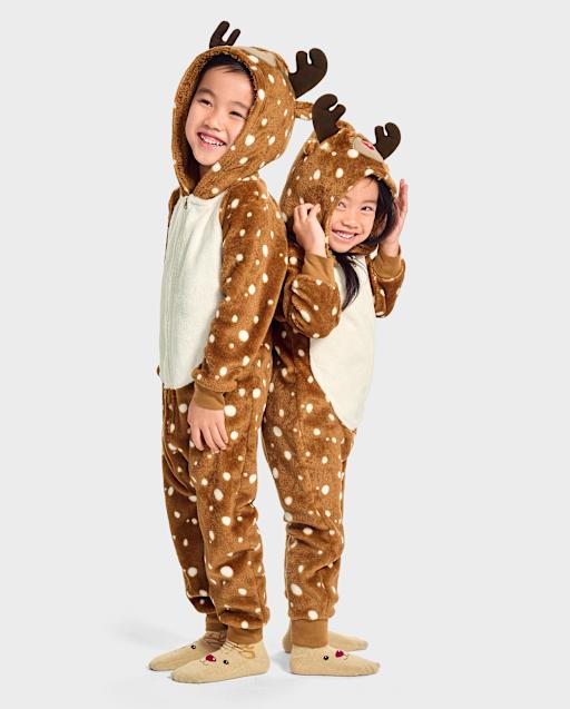Kids Reindeer One-Piece Pajamas - Gymmies - view 1