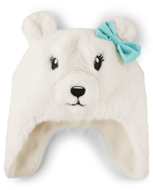 Girls Polar Bear Faux Fur Hat - Nordic Adventure