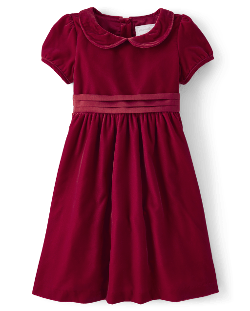 Girls Velvet Peter Pan Dress - All Dressed Up - view 2