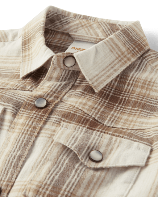 Boys Plaid Twill Snap Front Shirt - Rustic Ranch - view 2