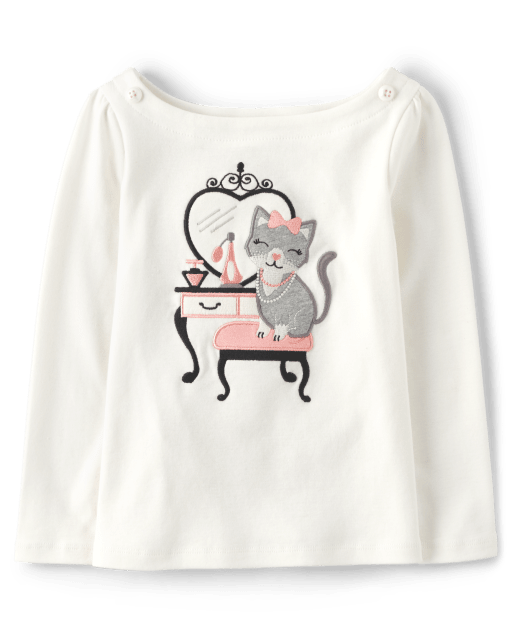 Girls Embroidered Cat Vanity Top - Ladies And Gentlemen - view 1