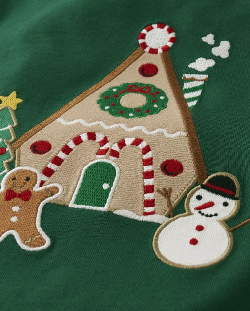 Boys Embroidered Gingerbread House Layered Top - Christmas Cabin - view 2