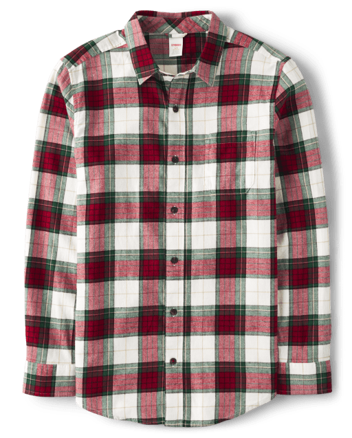 Mens Matching Family Plaid Shirt - Christmas Cabin