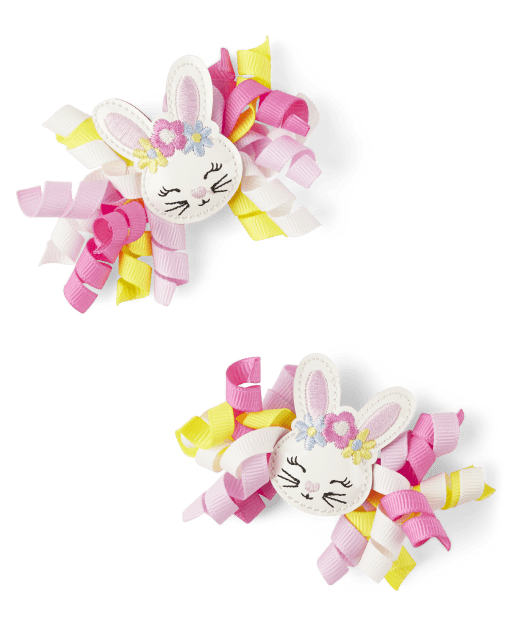 Girls Bunny Curly Hair Clips 2-Pack - Spring Celebrations