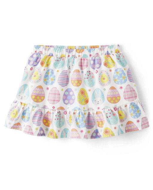 Girls Easter Egg Poplin Ruffle Skort - Spring Celebrations