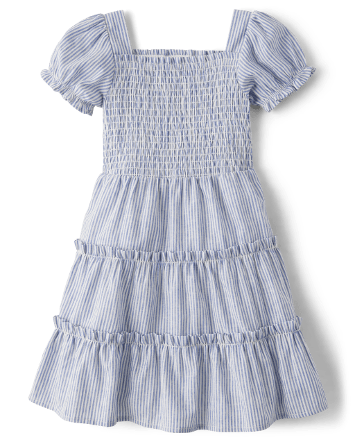 Robe à volants rayée en lin mélangé pour filles - lbl_product_image_view_2