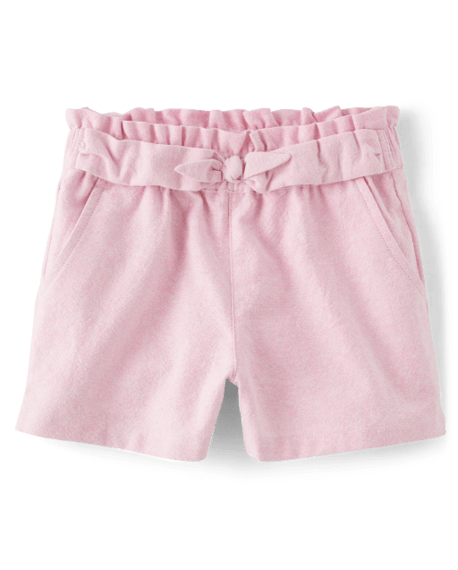 Girls Tie Front Shorts - Linen