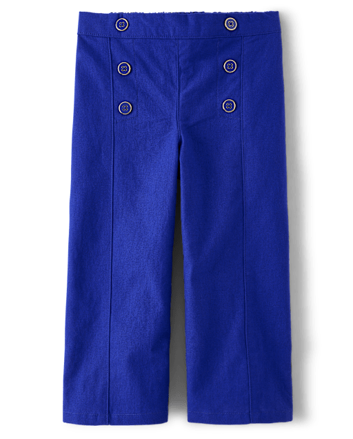 Girls Linen-Blend Cropped Wide Leg Pants - Italian Riviera