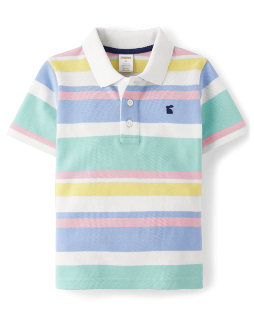 Boys Rainbow Striped Pique Polo - Spring Celebrations - view 1