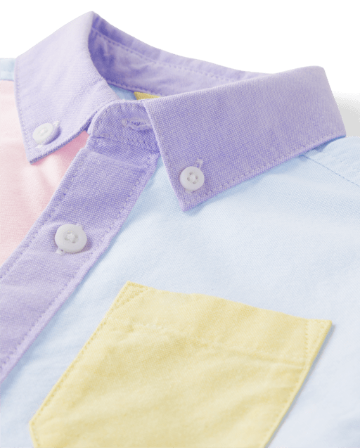 Boys Colorblock Oxford Button Up Shirt - Spring Celebrations - view 2