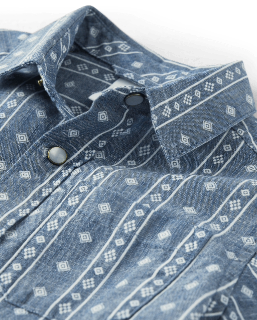 Boys Chambray Button Up Shirt - Prairie Fields - view 2