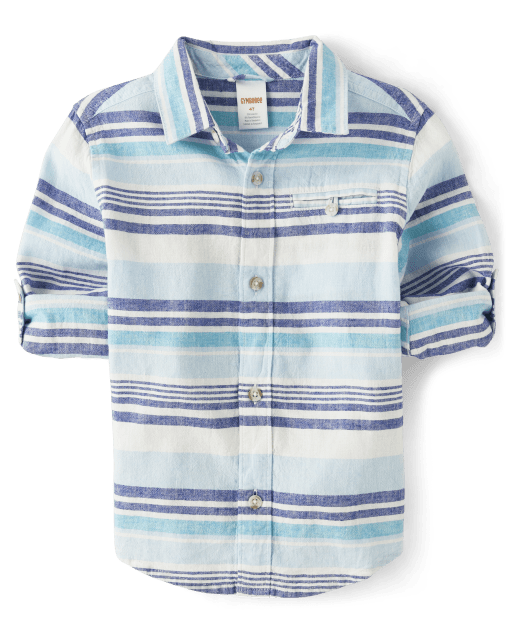 Boys Striped Button Up Shirt - Bon Voyage - view 1