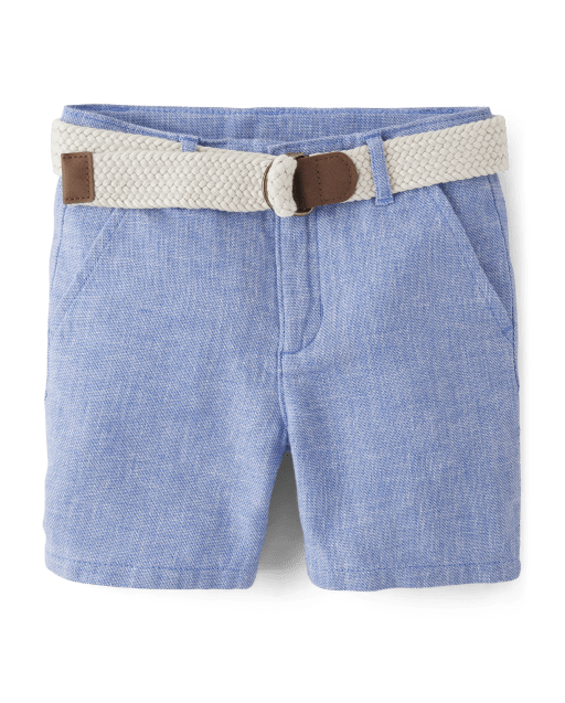 Boys Belted Chino Shorts - Linen