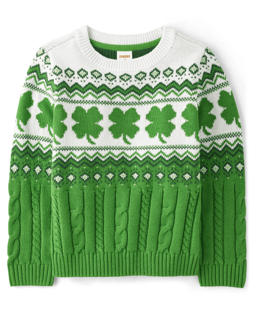Boys Shamrock Fairisle Sweater - Little Leprechaun
