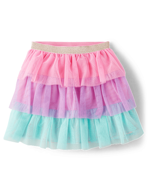 Falda tutú escalonada con bloques de colores para niñas - Birthday Boutique