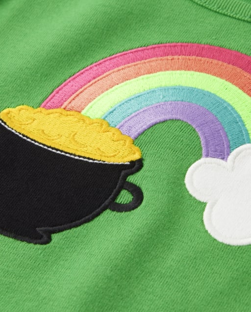 Girls Embroidered Rainbow Tutu Dress - Little Leprechaun - view 2