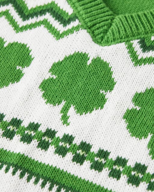 Boys Shamrock Fairisle Sweater Vest - Little Leprechaun - view 2