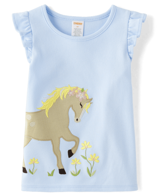 Girls Horse Flutter Top - Prairie Fields