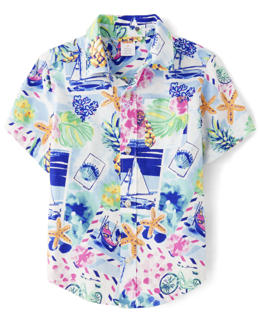 Boys Tropical Button Up Shirt - Bon Voyage