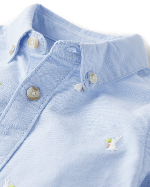 Camisa Oxford con botones y conejito bordado para niños - Celebraciones de primavera - lbl_product_image_view_2