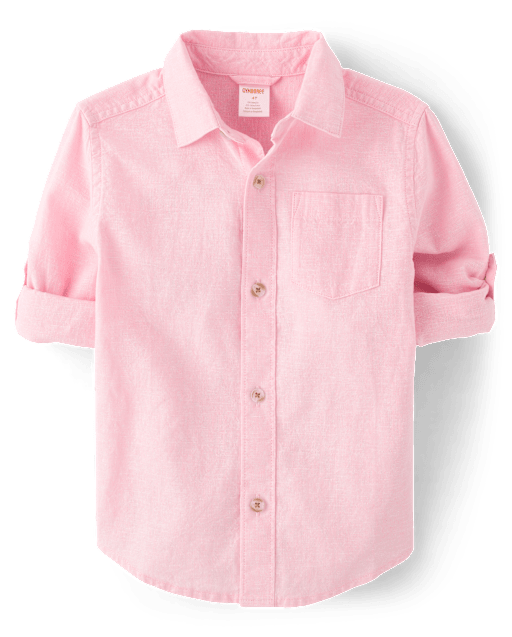 Kids Linen-Blend Button Up Shirt