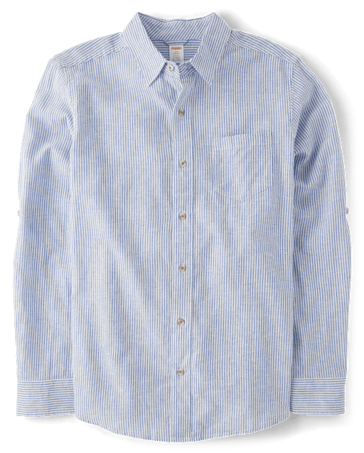 Mens Dad And Me Striped Linen-Blend Button Up Shirt - lbl_product_image_view_2