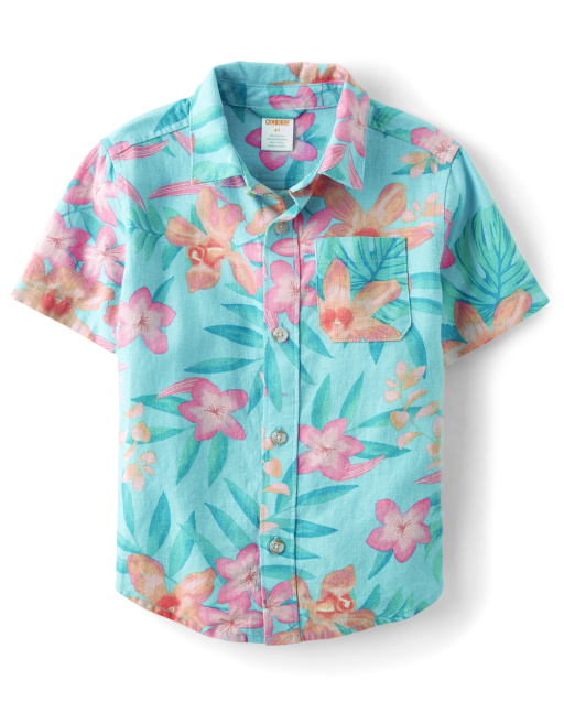Boys Tropical Button Up Shirt - Splish-Splash
