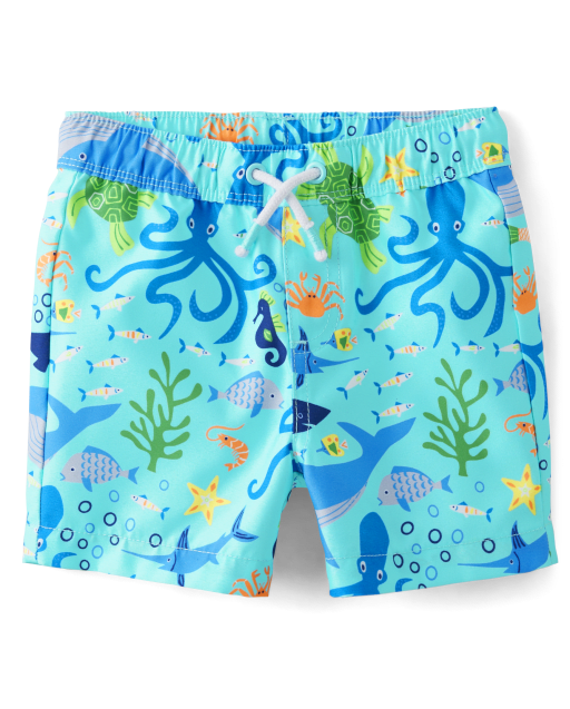 Boys Sea Life Swim Trunks - Splish-Splash
