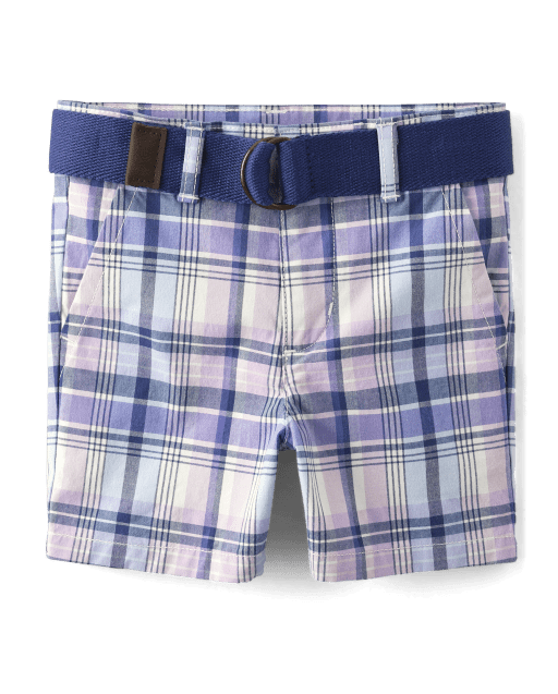 Short chino à carreaux pour garçon avec ceinture - Joli lavande - lbl_product_image_view_1