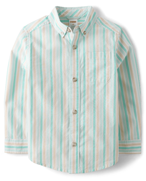 Boys Dad And Me Striped Poplin Button Up Shirt - Signs of Spring