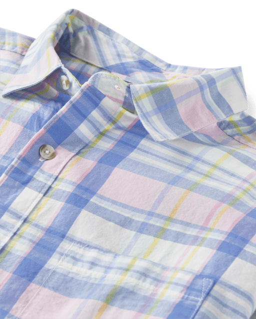 Mens Matching Family Plaid Poplin Button Up Shirt - Spring Celebrations - view 2