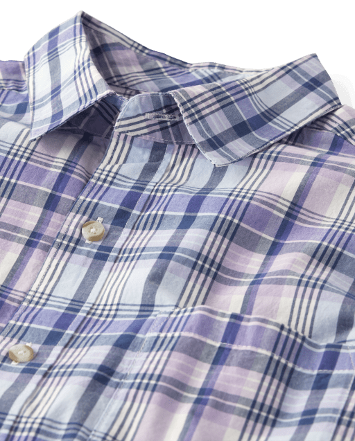 Mens Dad And Me Plaid Poplin Button Up Shirt - Lovely Lavender - view 2