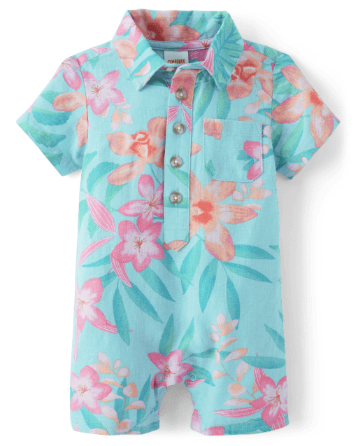 Baby Boys Matching Family Tropical Button Up Romper - Splish-Splash