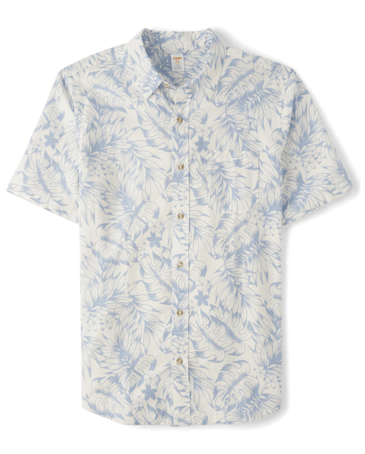 Camisa con botones de hoja de palma familiar a juego para hombre - Little Classics