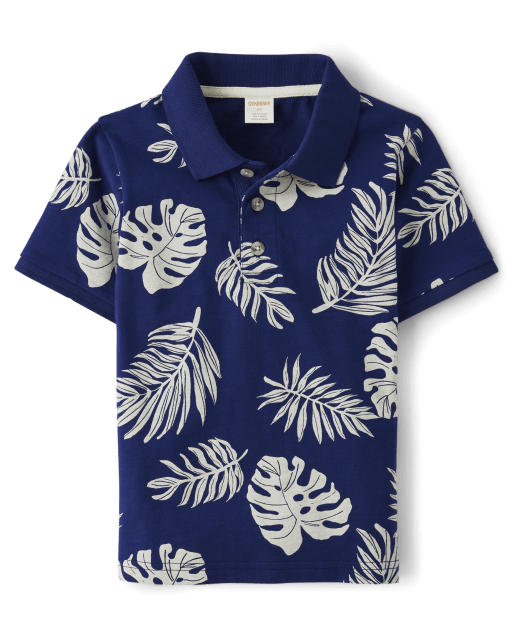 Boys Palm Leaf Polo - Little Essentials - view 1