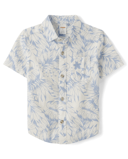 Boys Matching Family Palm Leaf Button Up Shirt - Little Classics