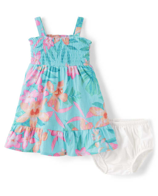 Baby Girls Matching Family Tropical Ruffle Dress - Splish-Splash
