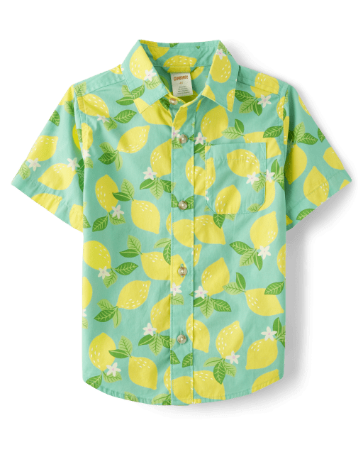 Boys Lemon Poplin Button Up Shirt - Little Classics