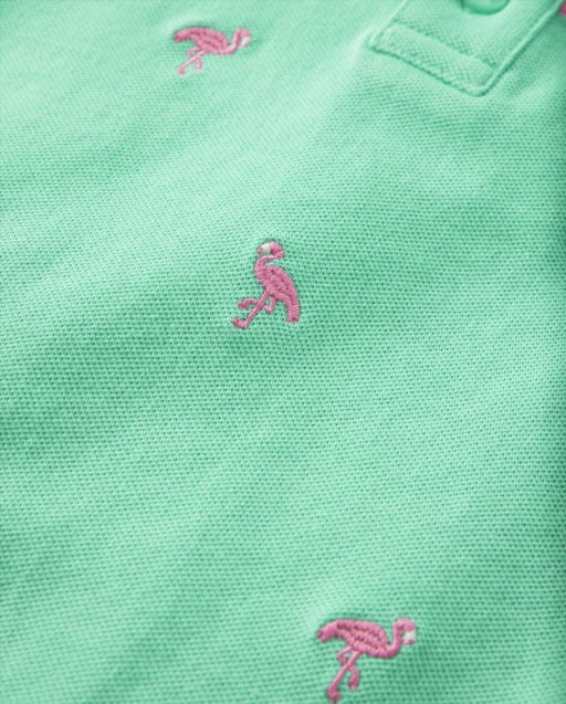 Boys Schiffli Flamingo Polo - Seaside Palms - view 2