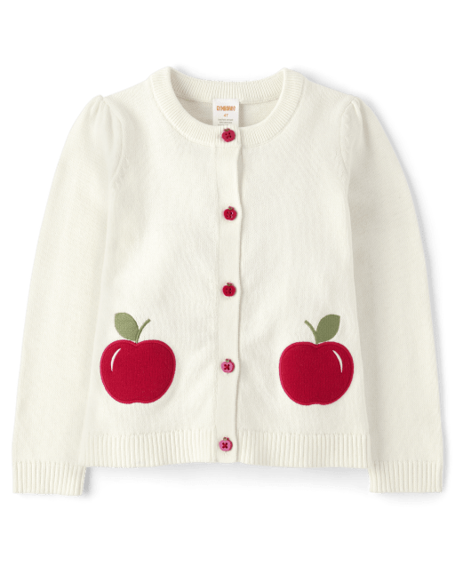 Cárdigan de manzana bordado para niñas - Classroom Cutie