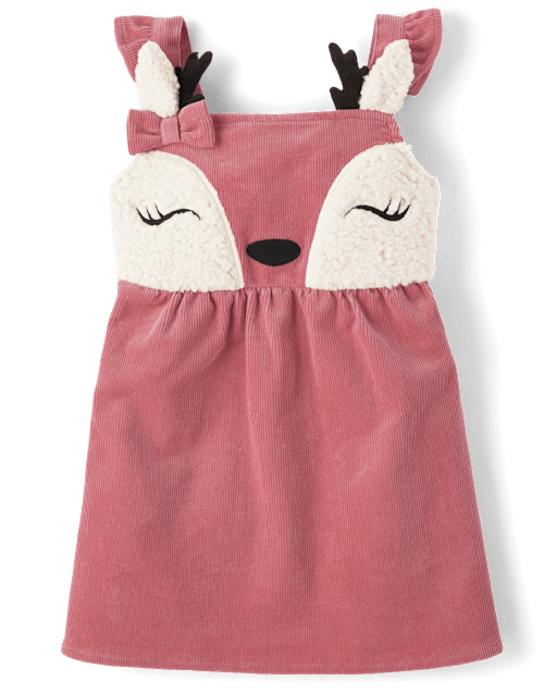 Girls Embroidered Deer Corduroy Jumper - Country Charm - view 1