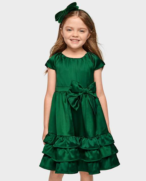 Girls Ruffle Bow Fit And Flare Dress - All Dressed Up